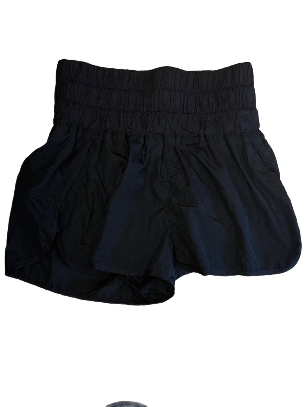 Free People Black Smocked High-Waist Athletic Shorts Black NWOT